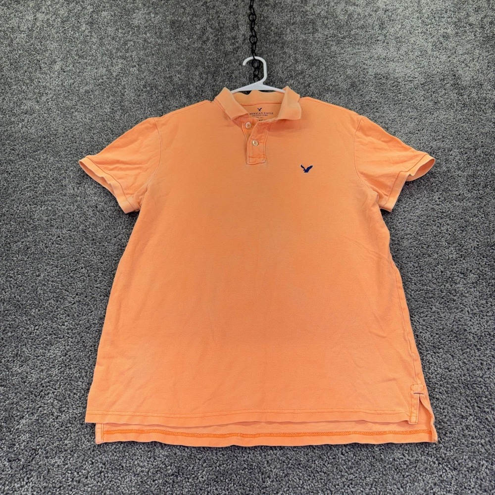 American Eagle Outfitters Polo Shirt Mens Large Orange Classic Fit Logo Casual